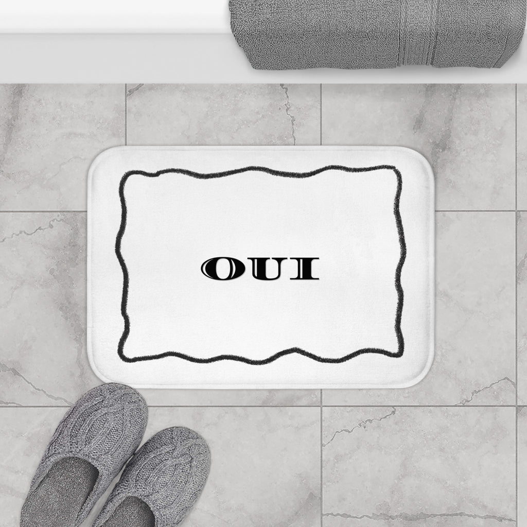 OUI Black & White Bath Mat — Feminine French Bathroom Rug