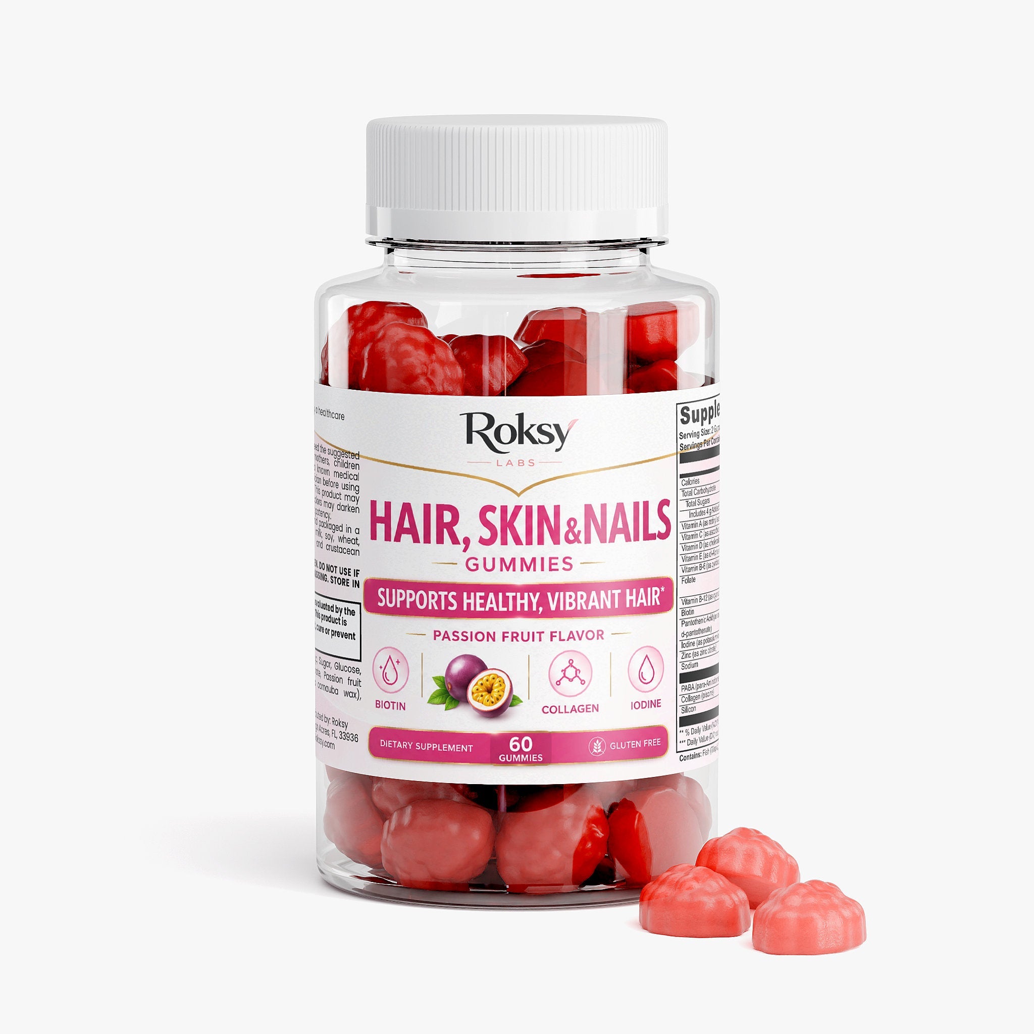 Premium Hair Skin & Nails Gummies - Collagen Supplements for Skin Health with Biotin 60ct