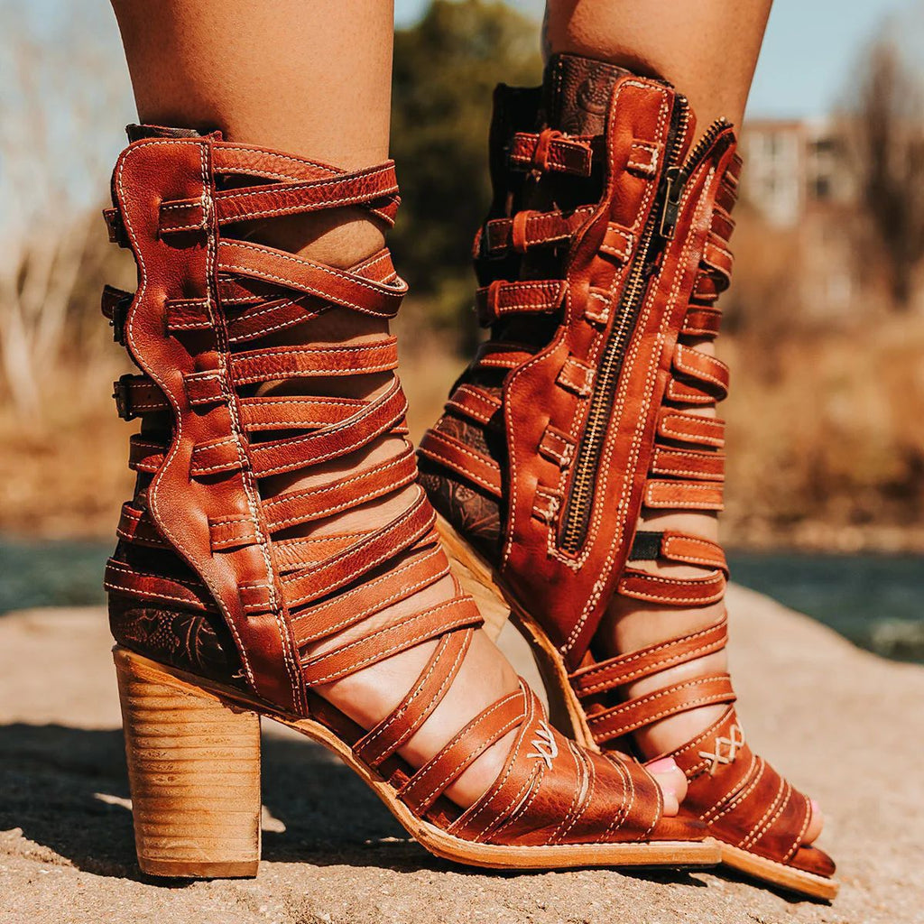 Womens Retro Stiletto-Strap Cutout Sandals See size chart under “more details”