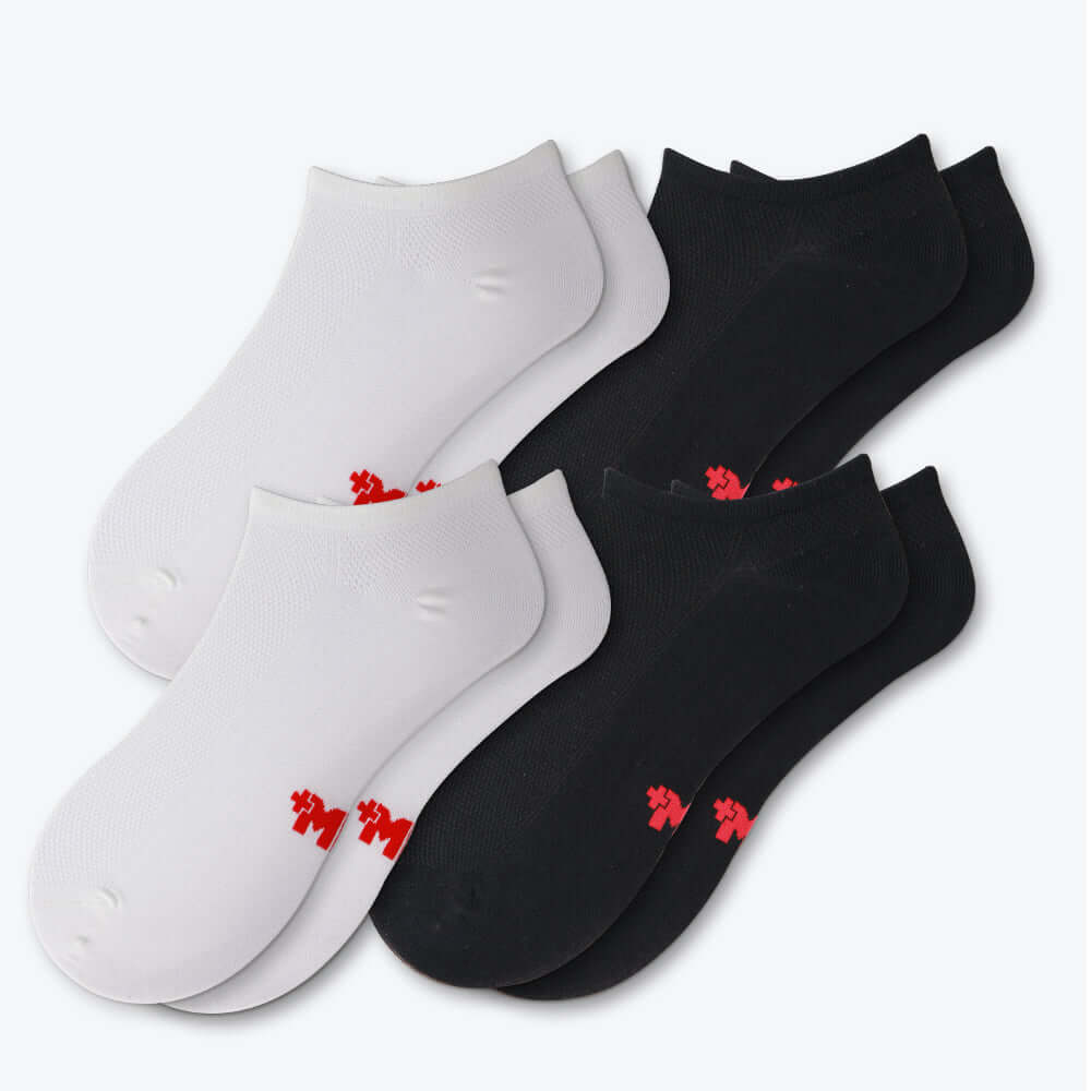 Bamboo Low Cut Flatknit Socks, Classic Style, 4 Pack