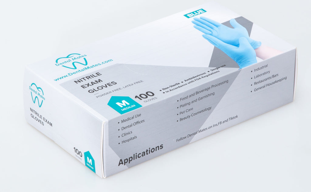 Dental Mates 4mil Disposable Nitrile Gloves 10 boxes/1,000pcs per Case