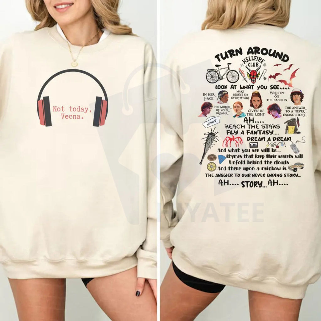 Funny Not Today Vecna Shirt: Never Ending Story 2 Sides Sweatshirt, Christmas Things Sweater, Retro Graphic Crewneck, Stranger Fan Gift