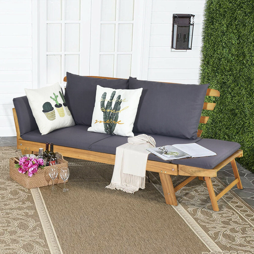 Adjustable Patio Convertible Sofa with Thick Cushion
