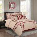 Closeout - 7 Piece Microfiber Ruffle and Patchwork Comforter Set