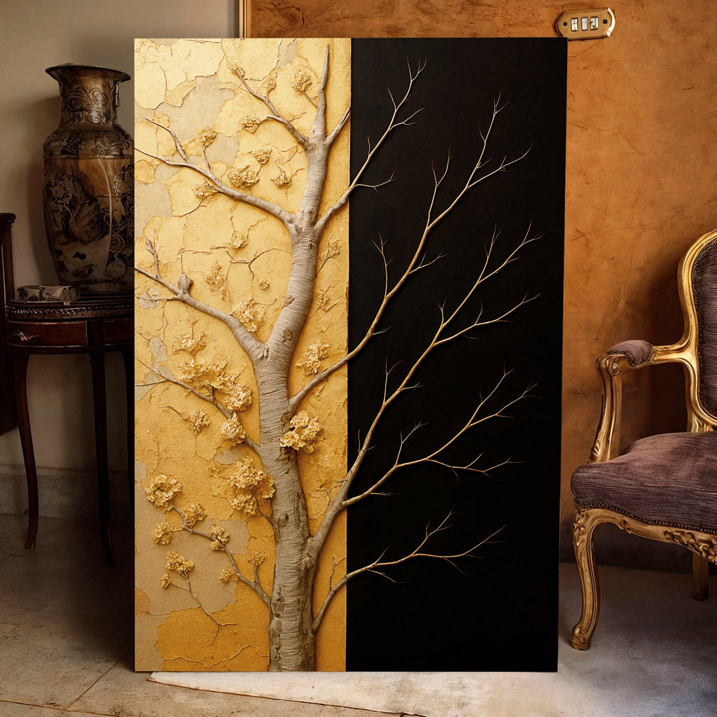 Golden Eclipse Impasto Wall Art