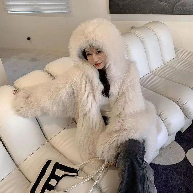 Fashion Long Sleeve Fluffy Coat Women