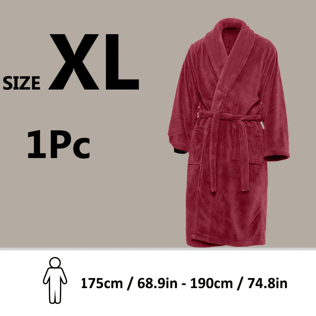 Unisex Extra Warm Coral Fleece Bathrobe Mens and Women Adult Robes for Your Bathroom Bath Towel Bedroom Shawl Collar Robes, Valentines gift for lovers