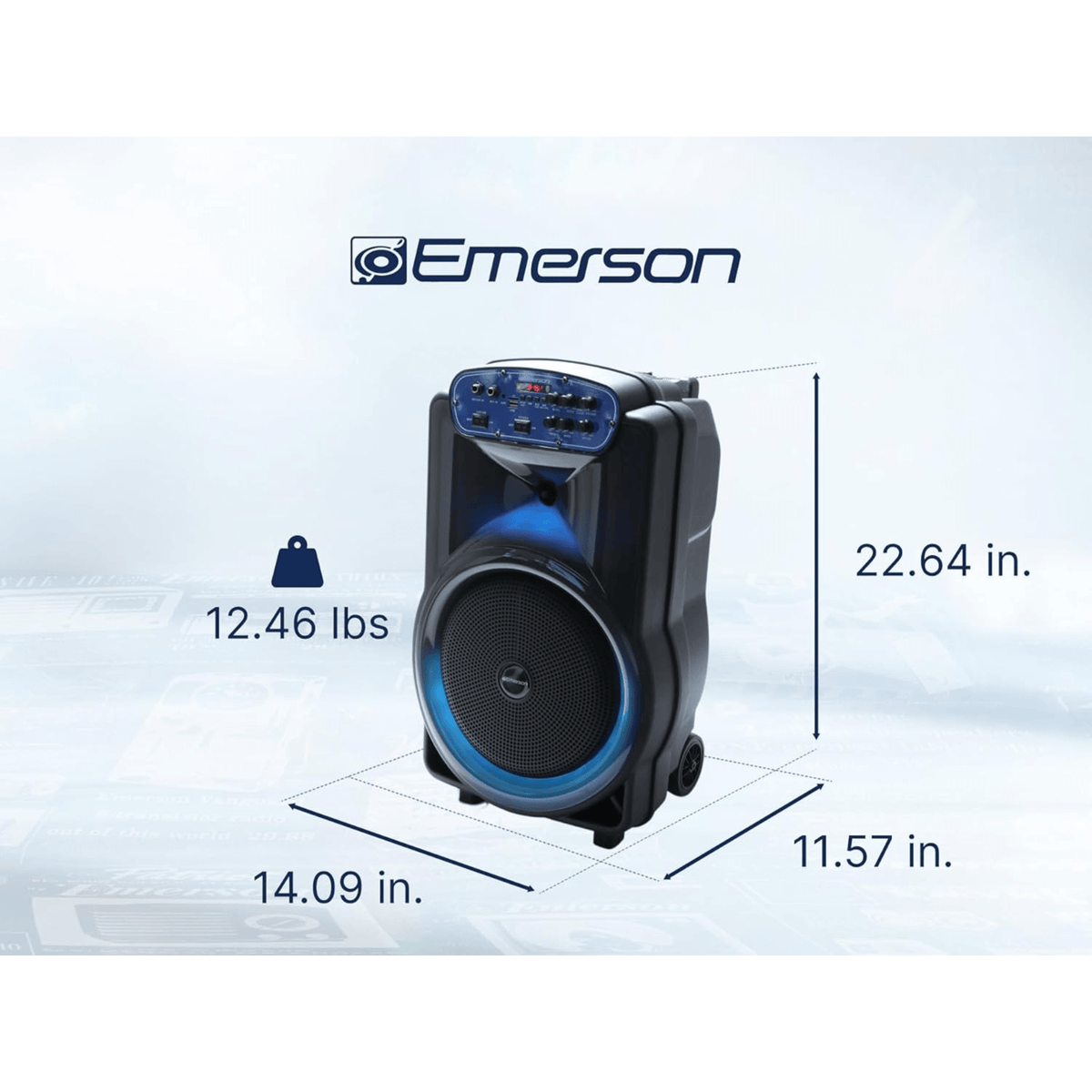Emerson Portable Bluetooth 12" Party Speaker with Flame Lighting