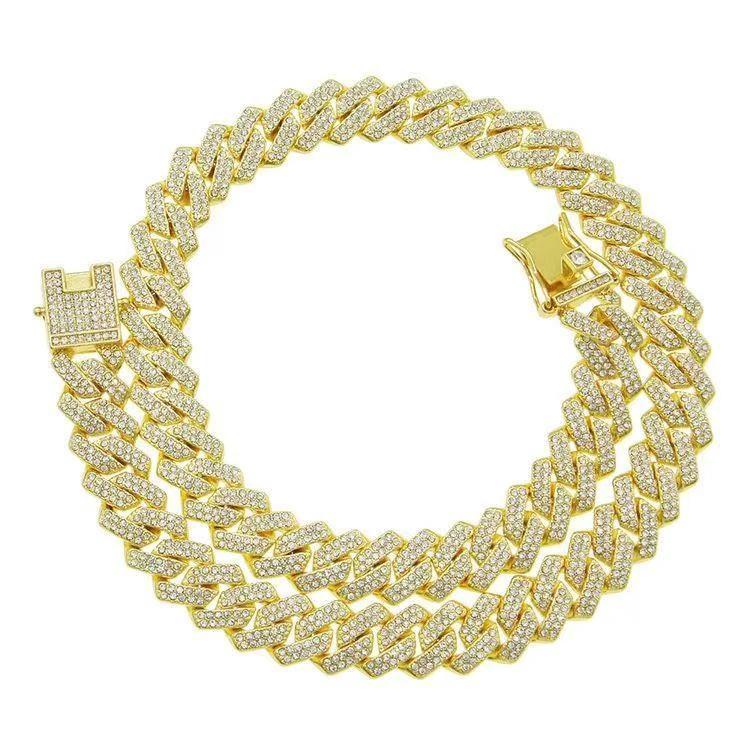 14mm Diamond-Encrusted Rhombus Necklace For Men