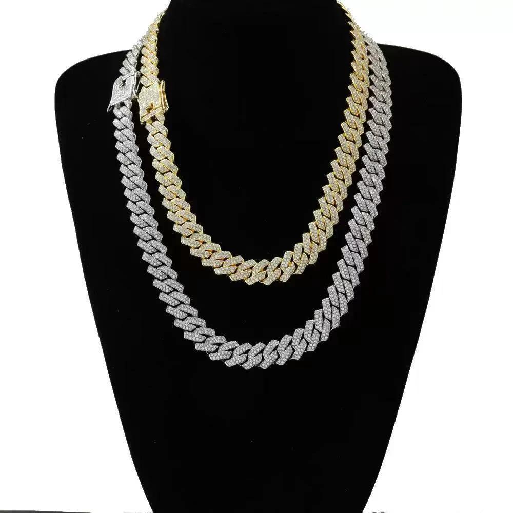 14mm Diamond-Encrusted Rhombus Necklace For Men