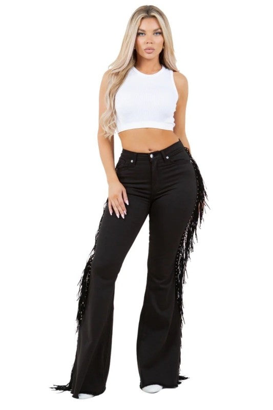Texas Sun Bell Bottom jean in Black Denim See size chart under “more details”