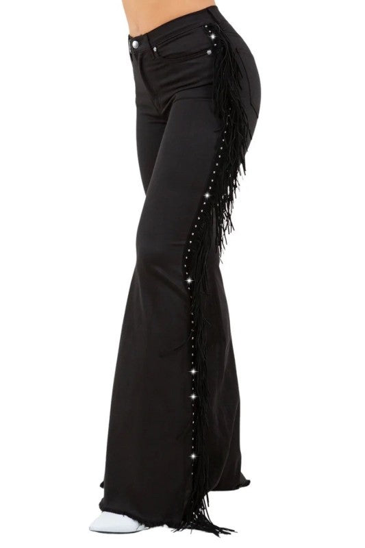 Texas Sun Bell Bottom jean in Black Denim See size chart under “more details”