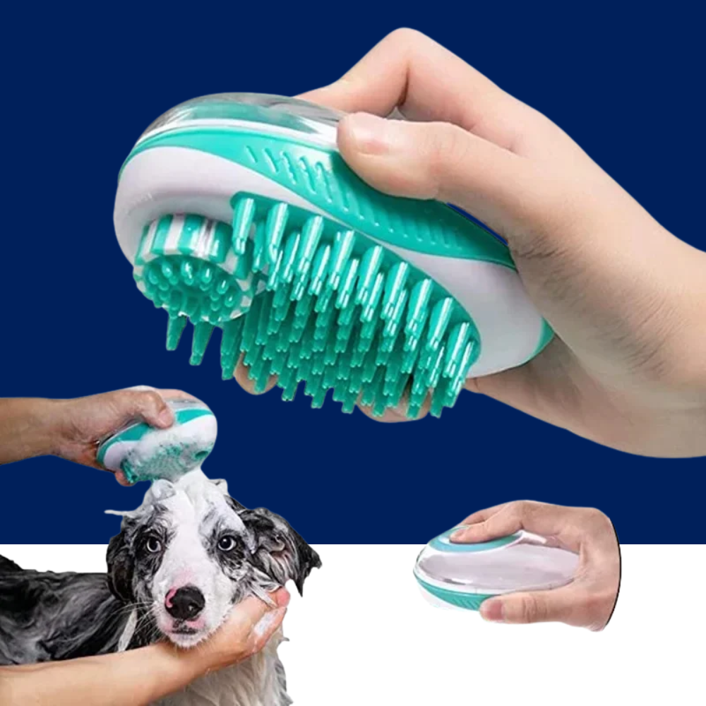 2-in-1 Pet Bath Brush – Soft Silicone Dog Cat Grooming & Massage Comb