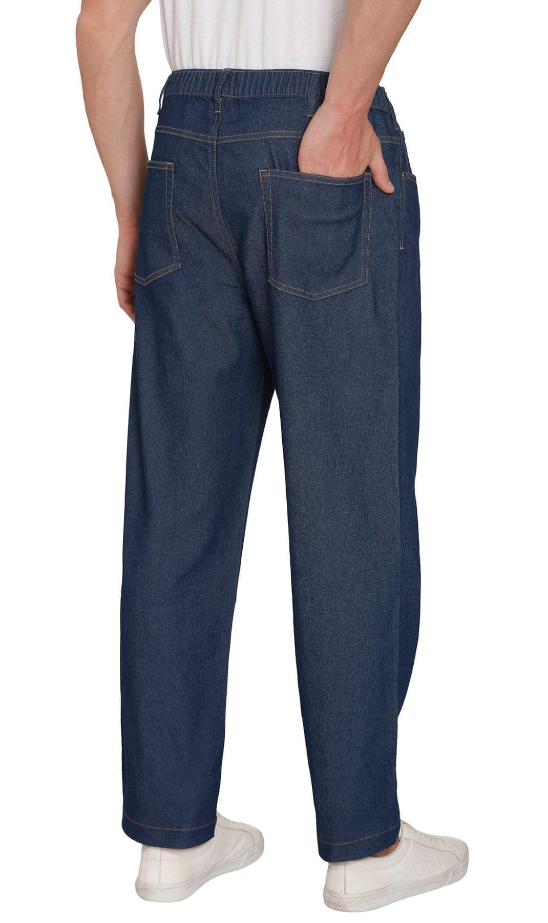 Men’s Lightweight Casual Elastic Waist Pull-On Jeans – Denim & Twill Pants with Easy Fit