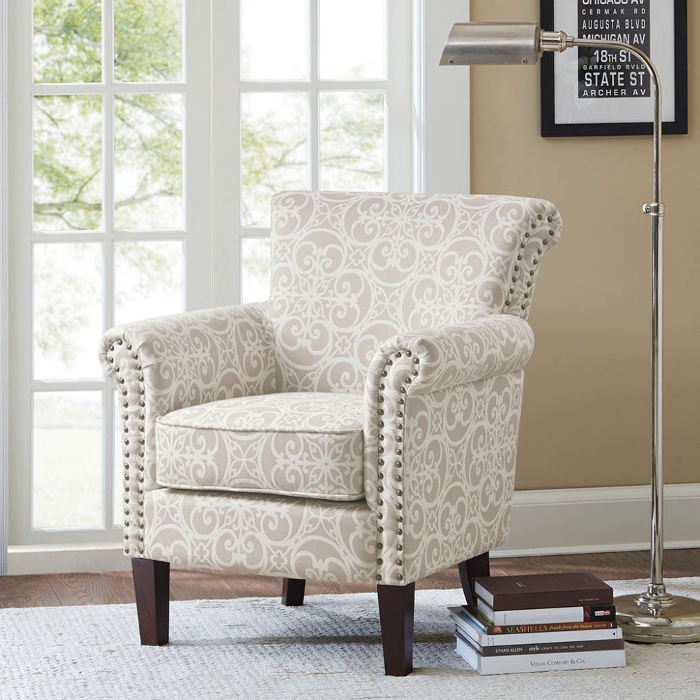 Tight Back Club Chair | Nailhead Trim, Solid Wood Legs, 300 lb Capacity