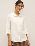 100% Linen Peter Pan Collar 3/4 Sleeve Shirt ASTRID