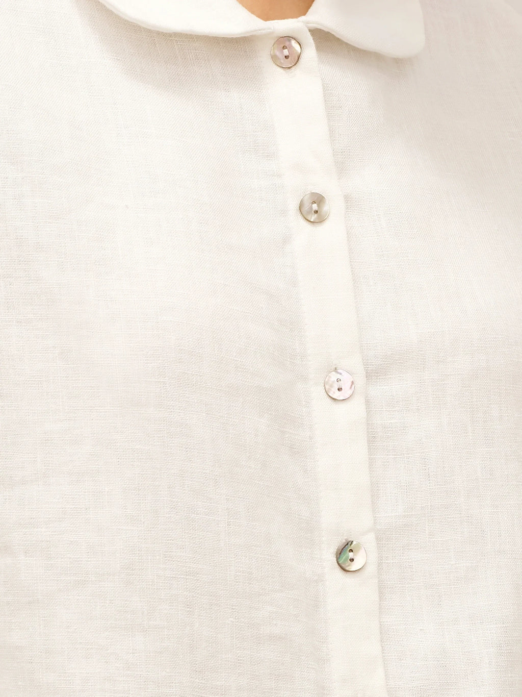 100% Linen Peter Pan Collar 3/4 Sleeve Shirt ASTRID