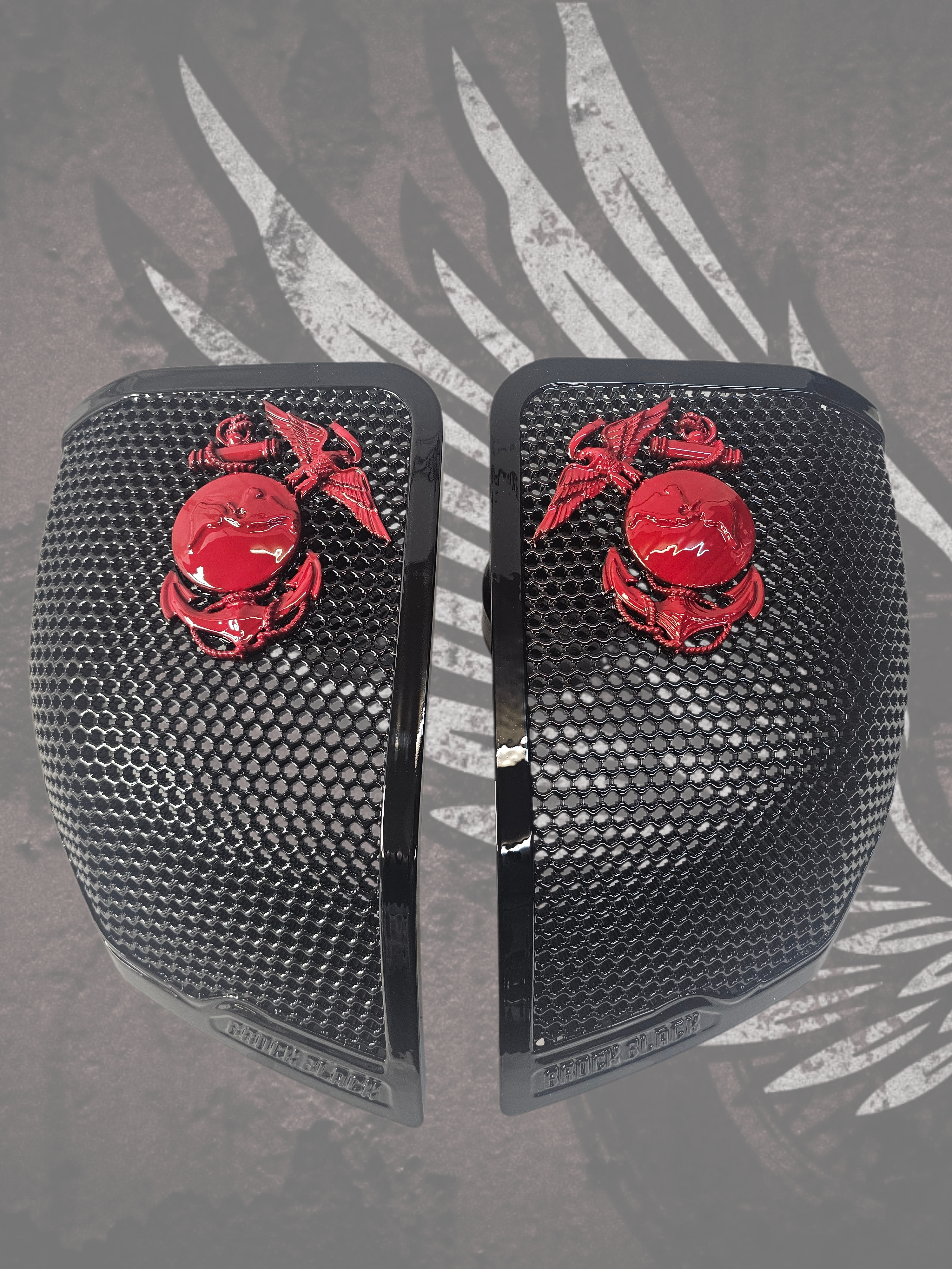 24+ Harley Davidson bag lid Speaker Grill Cover USMC