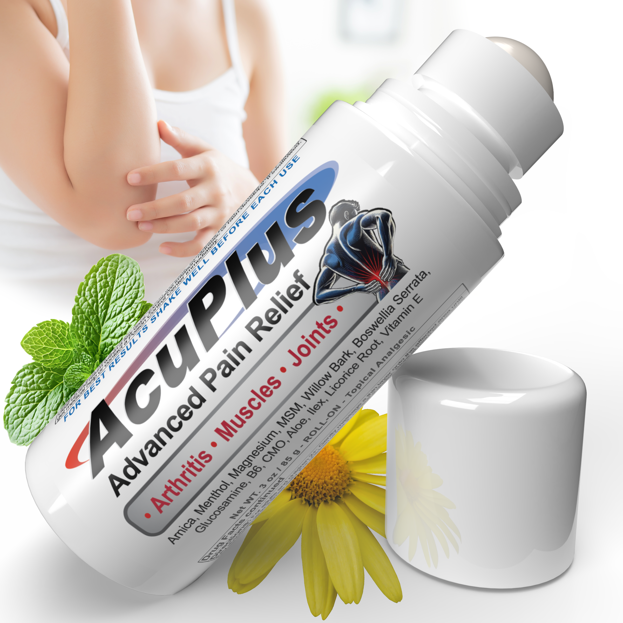 AcuPlus Pain Relief Combo – 3 oz. Roll-On + 4 oz. Cream