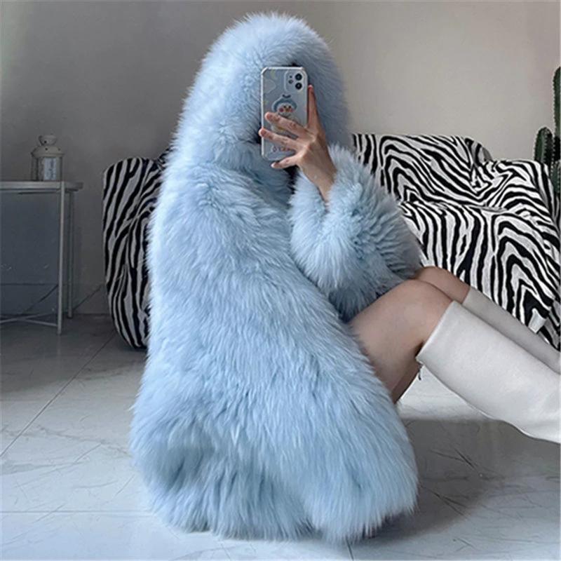 Fashion Long Sleeve Fluffy Coat Women