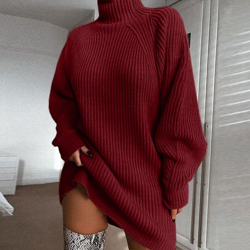 Solid Turtleneck Long Sweater Winter Warm Women Sweater Dress See size chart under “more details”