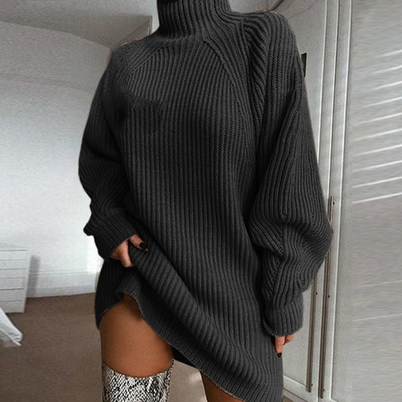 Solid Turtleneck Long Sweater Winter Warm Women Sweater Dress See size chart under “more details”