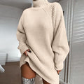 Solid Turtleneck Long Sweater Winter Warm Women Sweater Dress See size chart under “more details”