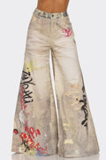 Street Poet Graffiti Wide-Leg Jeans See size chart under “more details”