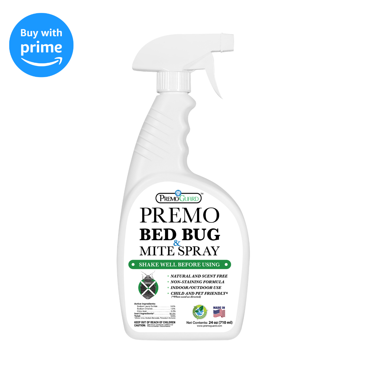 Bed Bug & Mite Killer Spray | Natural & Non-Toxic | Premo Guard