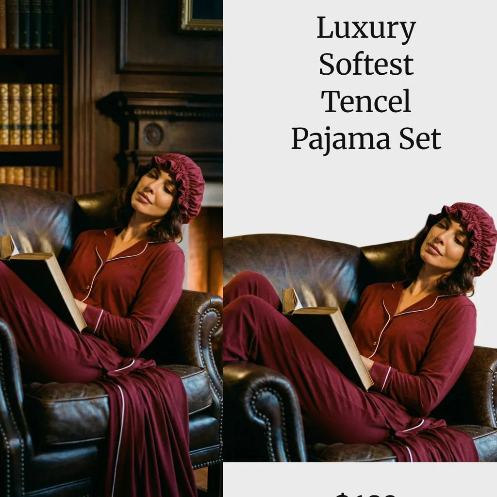 Softest Tencel Modal Pajama Set with Bonnet | Luxury Sleepwear