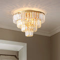 Eleanor's Modern Crystal Chandelier: Tiered Elegance in Gold (5 or 6 Lights)