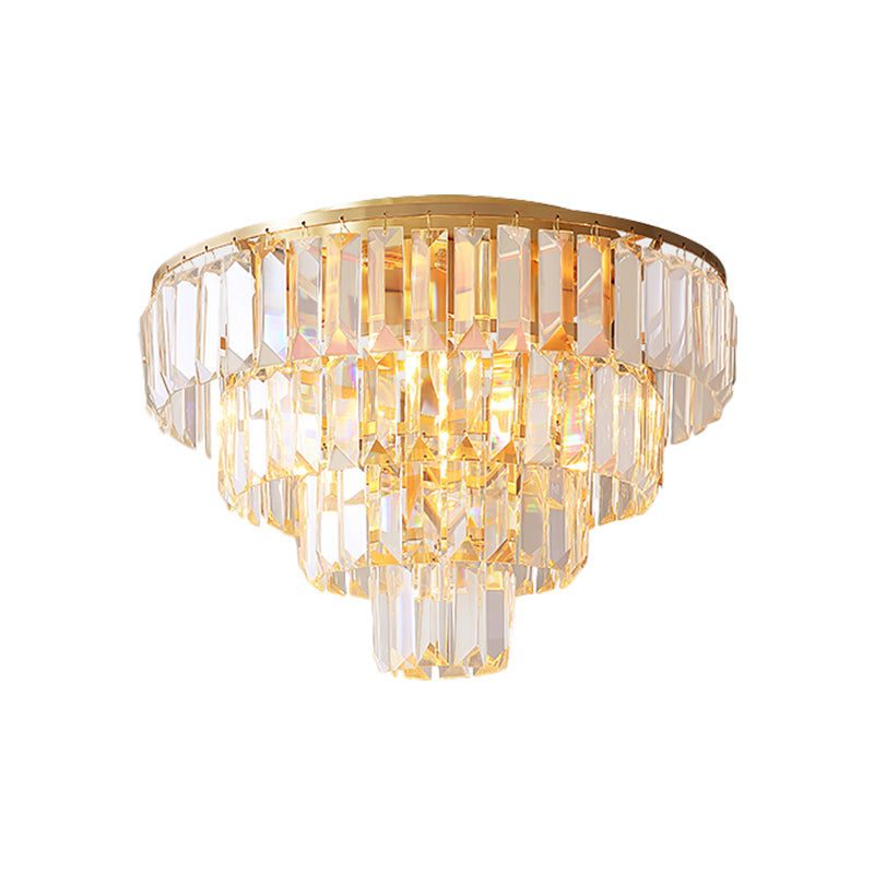 Eleanor's Modern Crystal Chandelier: Tiered Elegance in Gold (5 or 6 Lights)