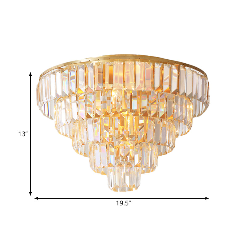 Eleanor's Modern Crystal Chandelier: Tiered Elegance in Gold (5 or 6 Lights)
