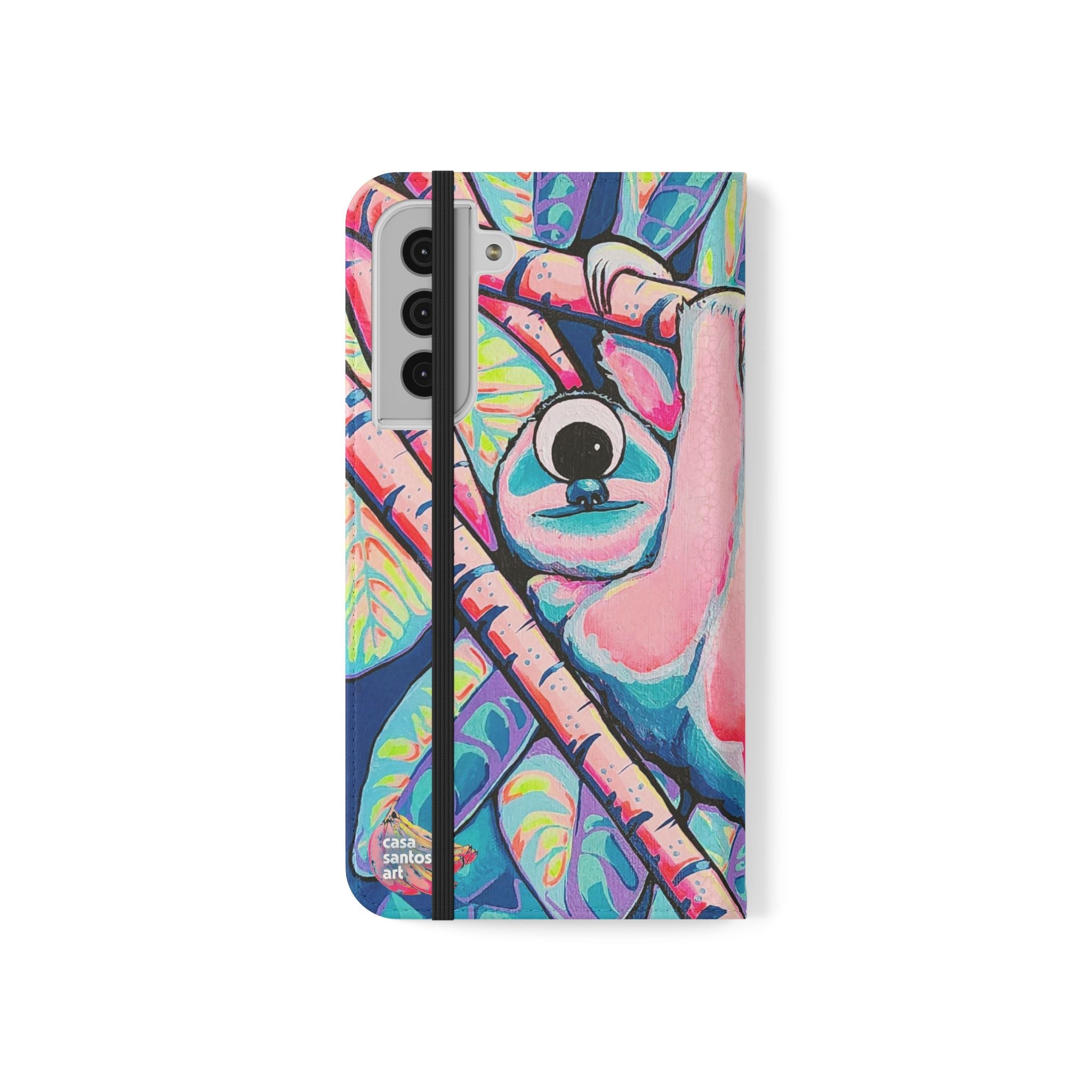 Cyclops Sloth Flip Phone Case – Wallet Cover with Card Slots