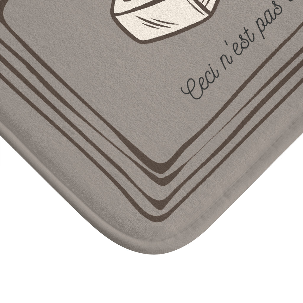 René Magritte 'Ceci n'est pas un savon' Bath Mat, Light GREY  | Surrealist Humor Decor