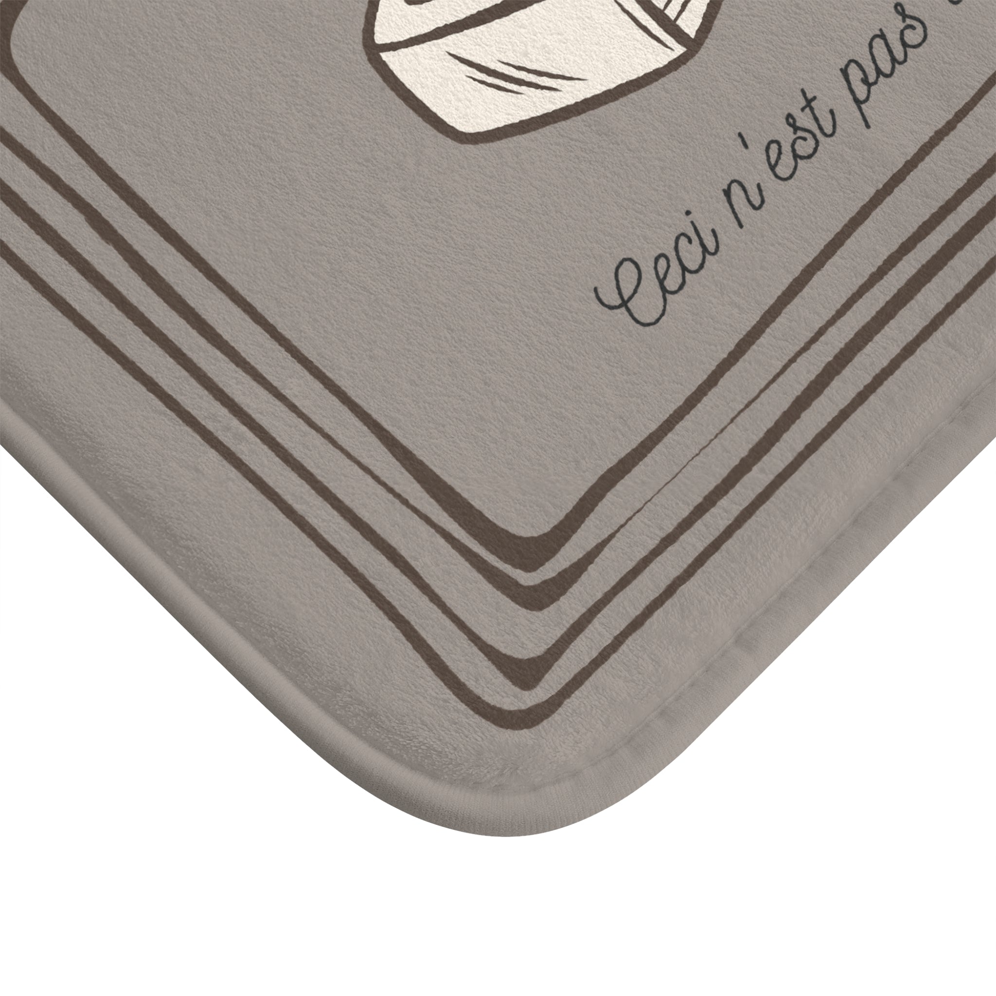 René Magritte 'Ceci n'est pas un savon' Bath Mat, Light GREY  | Surrealist Humor Decor