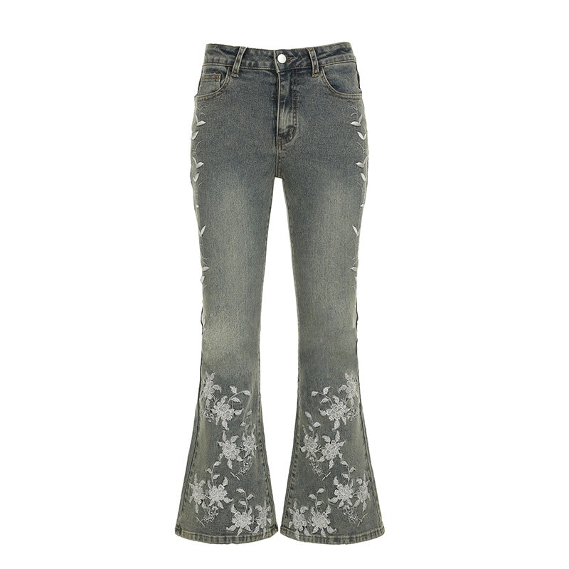 Washed Spicy Girl Slim Fit Micro Flared Pants