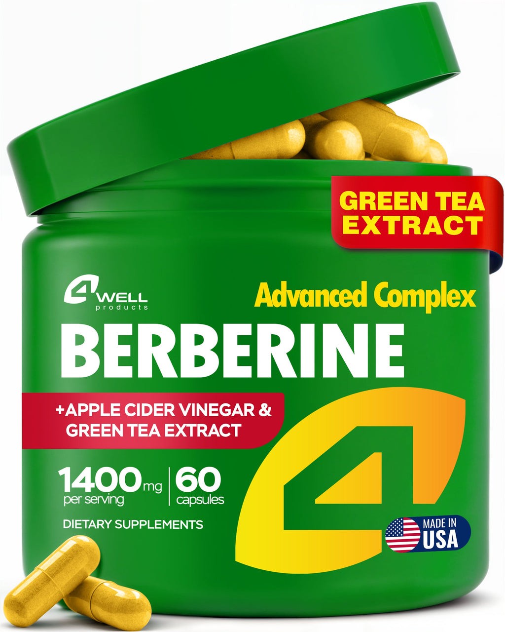 Berberine HCL Supplement - 60 Capsules