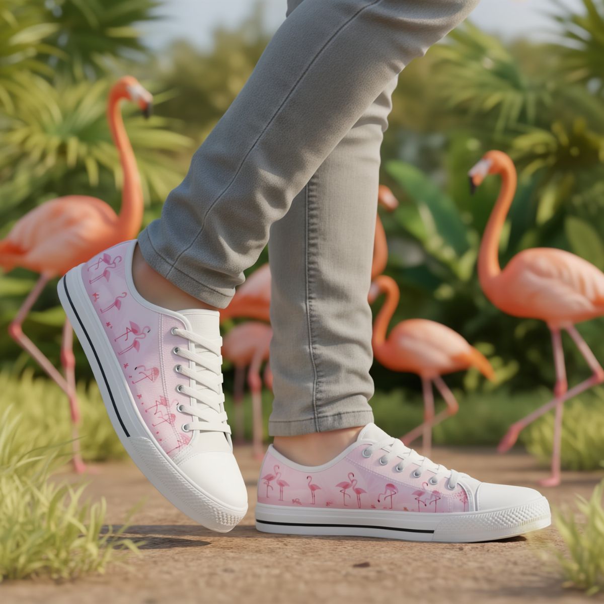Pink Flamingo Low Top Shoes