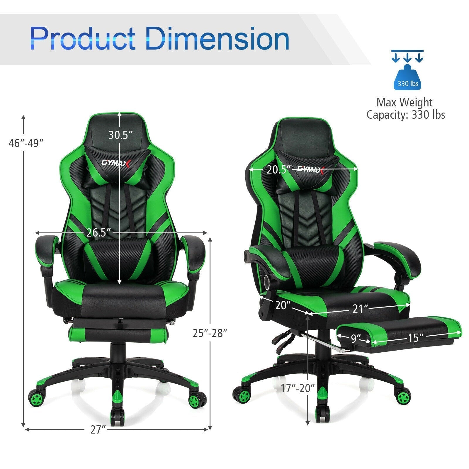 Adjustable Gaming Chair with Footrest