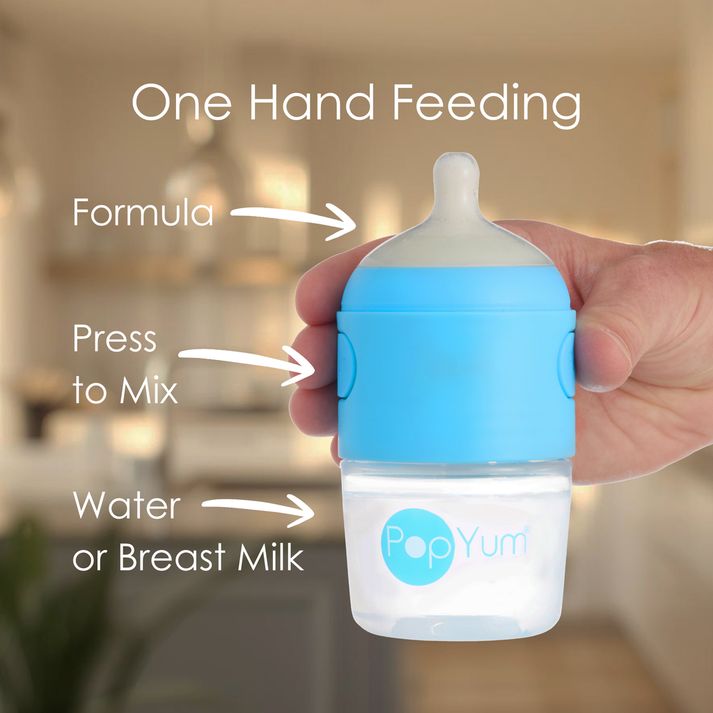 PopYum Baby Bottle Starter Set for Breast and Formula Feeding, 4-Pack, Blue, 2x 5oz Bottles (150ml) + 2x 9oz Bottles (260ml)
