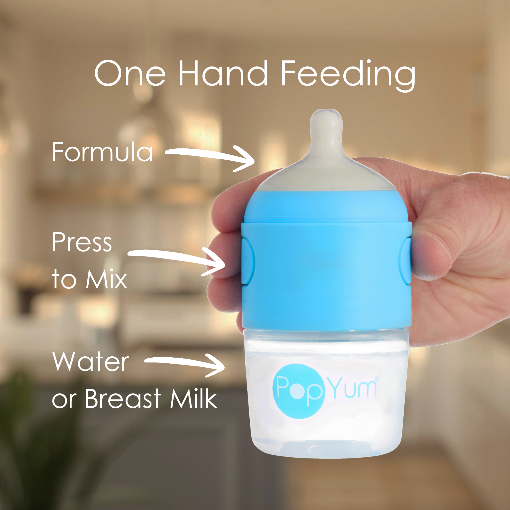 PopYum Baby Bottle Starter Set for Breast and Formula Feeding, 4-Pack, Blue, 2x 5oz Bottles (150ml) + 2x 9oz Bottles (260ml)