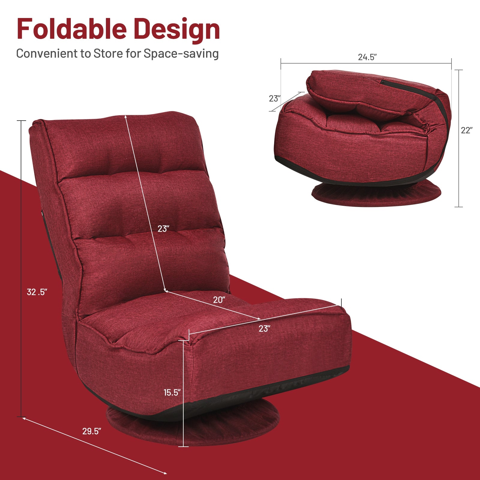 5-Position Folding Floor Gaming Chair