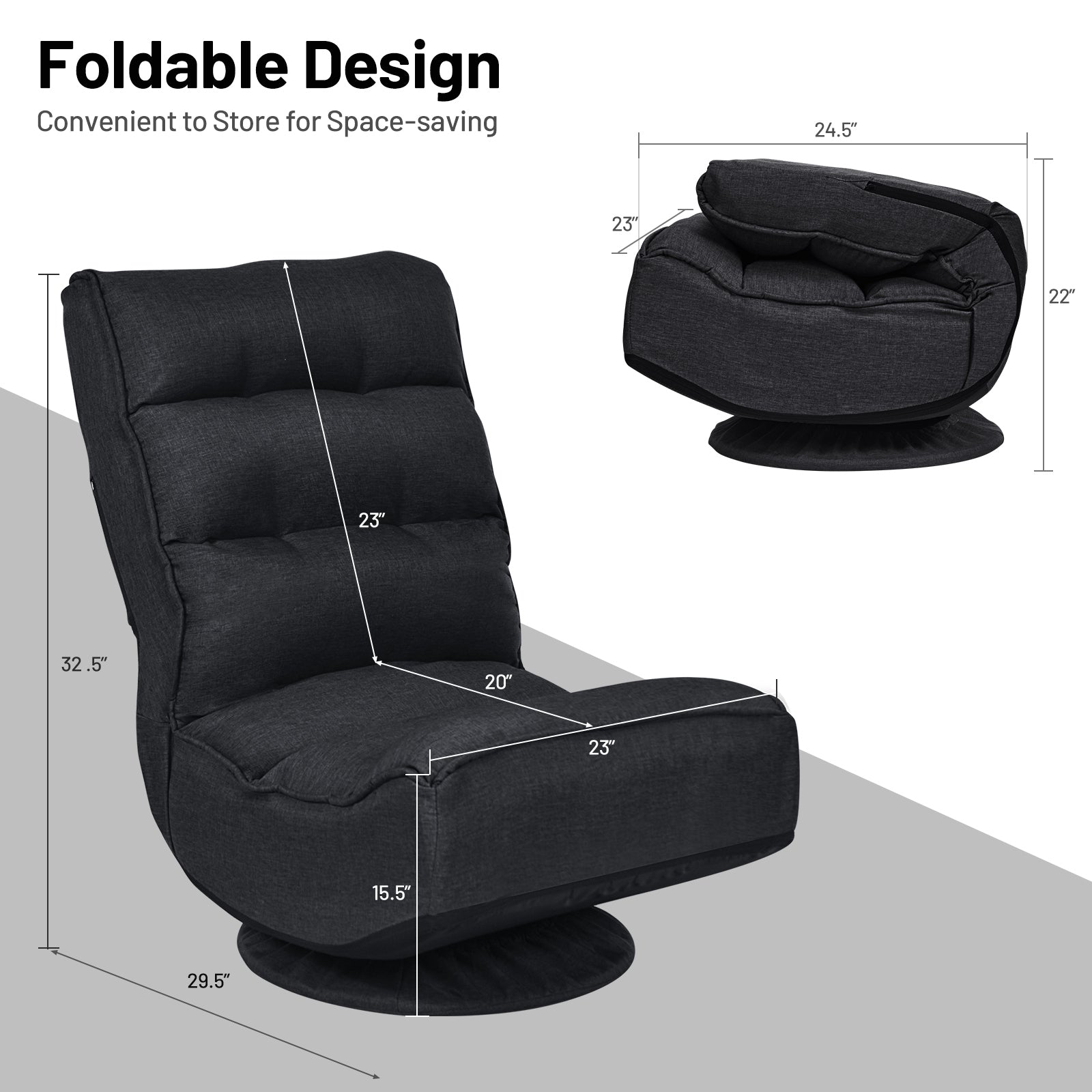 5-Position Folding Floor Gaming Chair