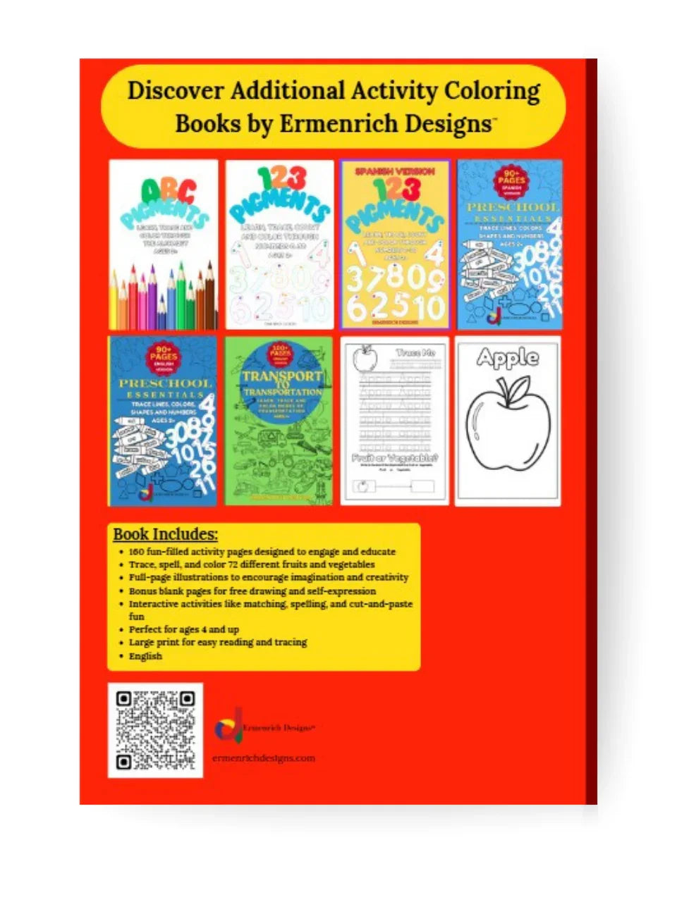 Fruit or Vegetable? Trace, Spell, and Color Various Fruits and Vegetables Activity Coloring Book