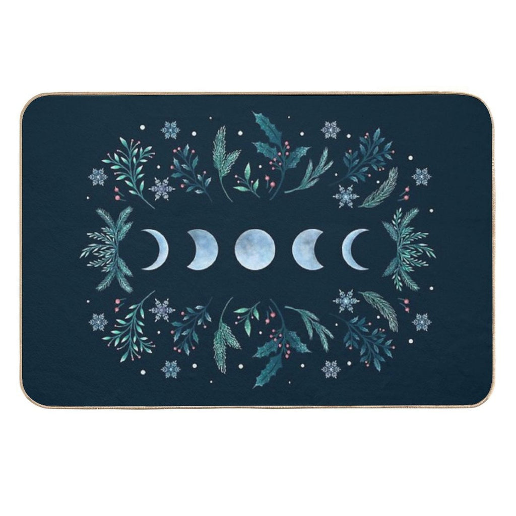 Moonlit Garden-Teal Snow  Dirt-Trapping Bath Mat