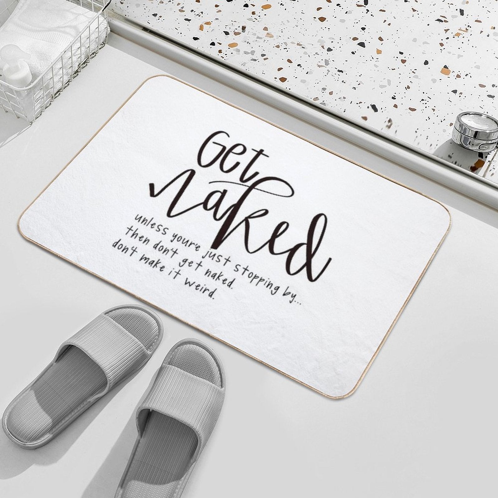 Get Naked Plain Bathroom Decor  Multi-Purpose Bath Mat