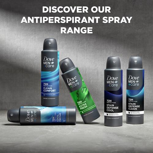 Dove Men+Care Antiperspirant Deodorant Dry Spray For Men Extra Fresh 72-Hour Sweat And Odor Protection With Triple Defense Technology 3.8 Oz