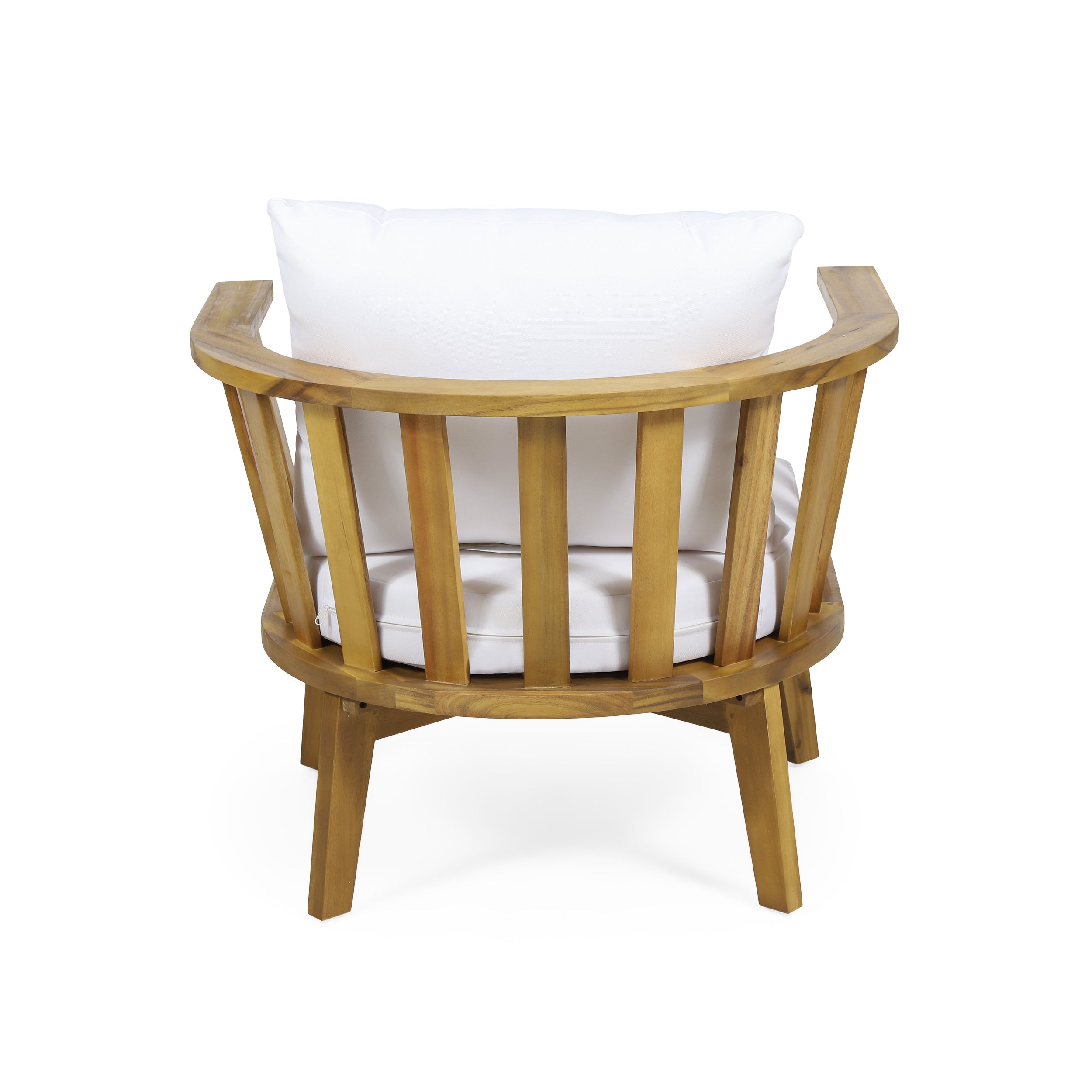 Outdoor Club Chair Acacia Wood White Water-Resistant Cushion 32x27x25.5 In