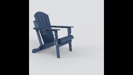HDPE Folding Adirondack Chair with Dual Cup Holder - Black